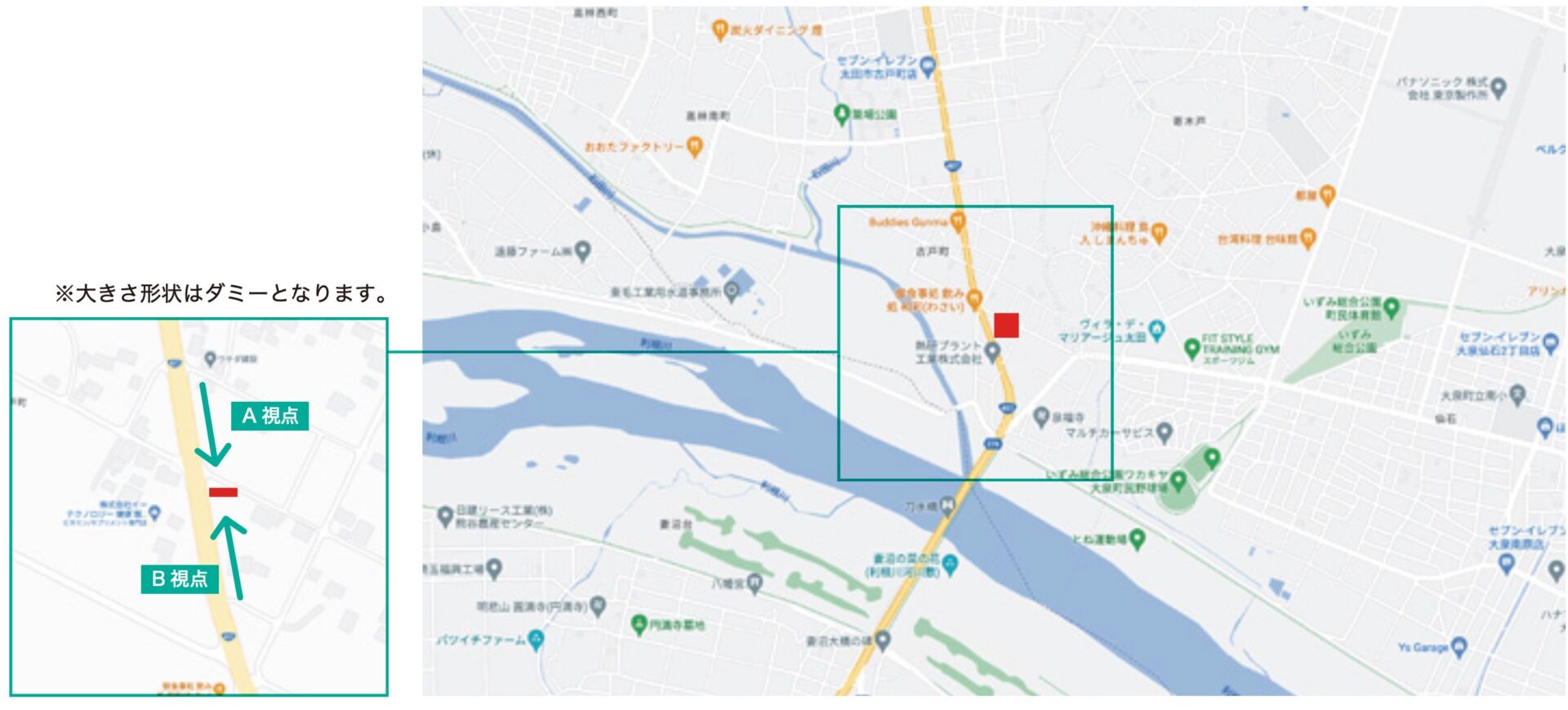 群馬県太田市の国道406号のマップ