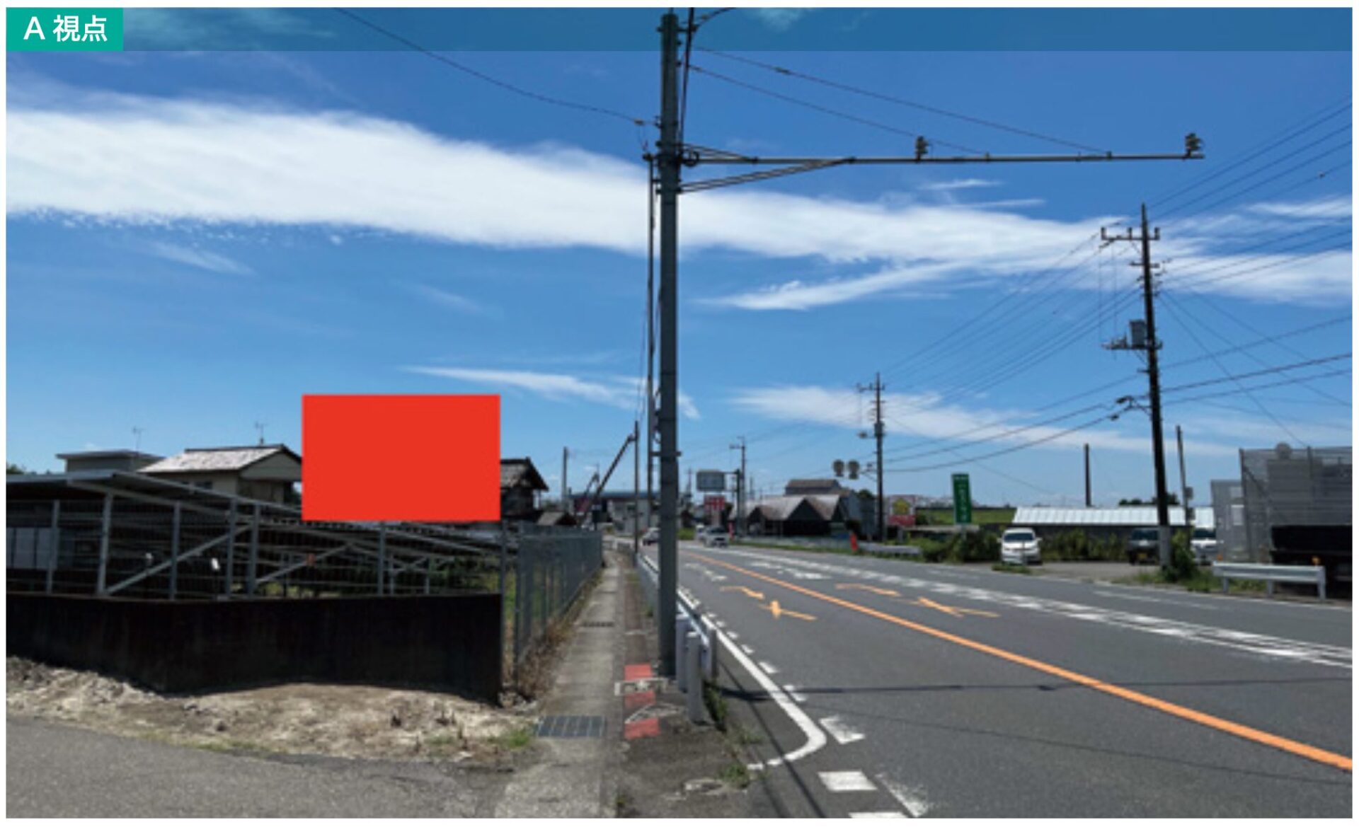 群馬県太田市の国道406号線の貸看板のA視点